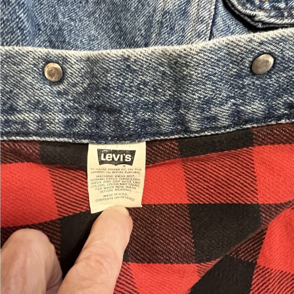 Vintage Levi’s 70417 Type III Trucker Jacket Buffalo Plaid Liner USA Medium - Picture 5 of 15